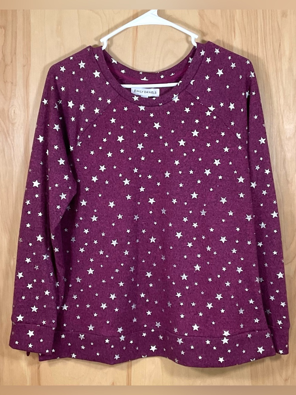Emily Daniels Crewneck Sweatshirt Heathered Berry Purple/Magenta - EUC